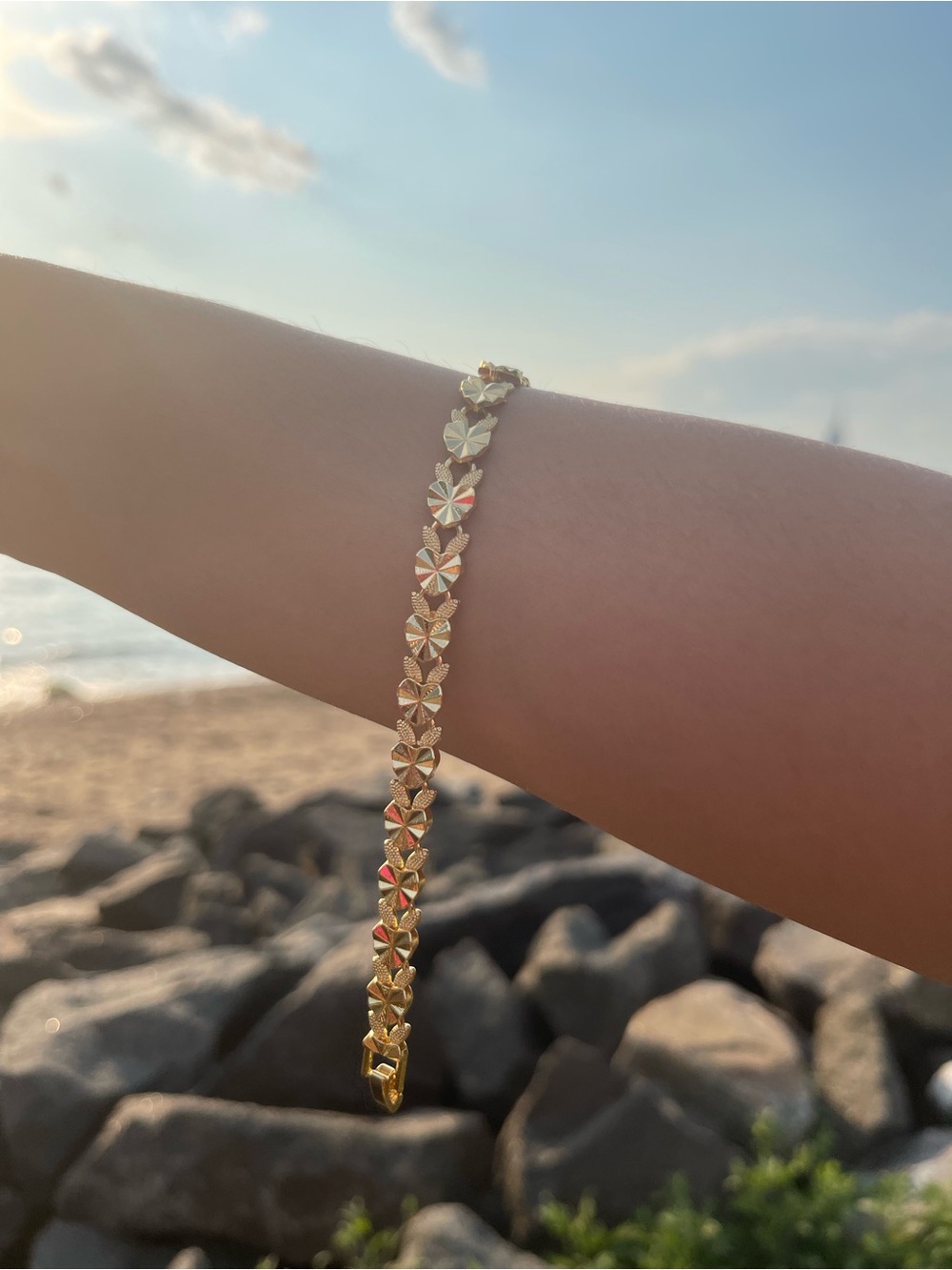 Gold Floral Link Bracelet - Women Jewelry